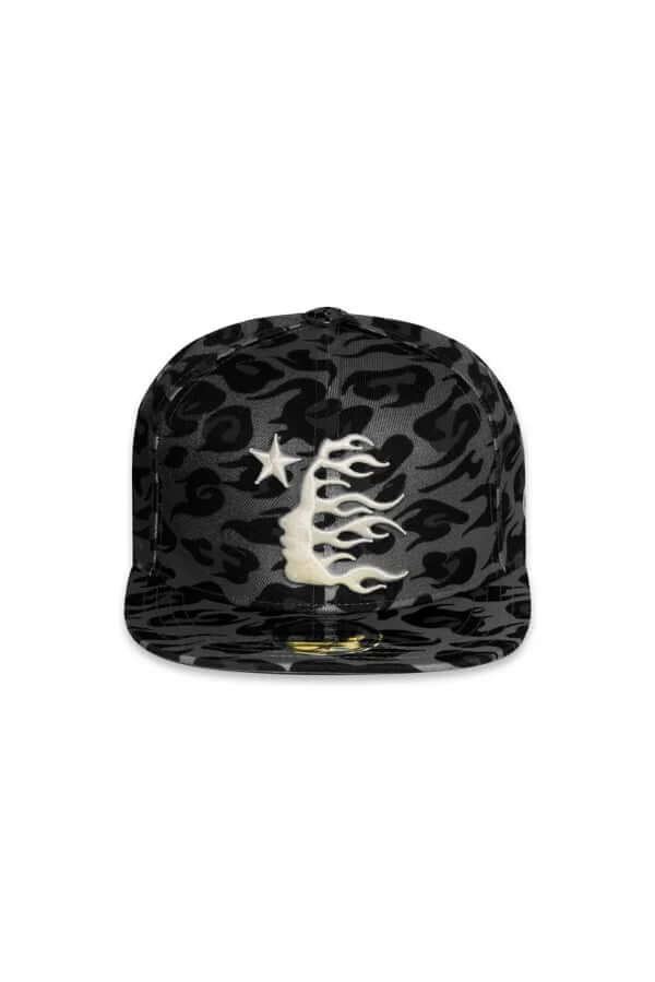 Black Fitted Cheetah Print Hat