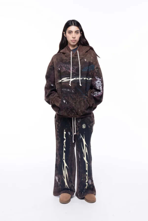 Hellstar Graffiti Hoodie Brown