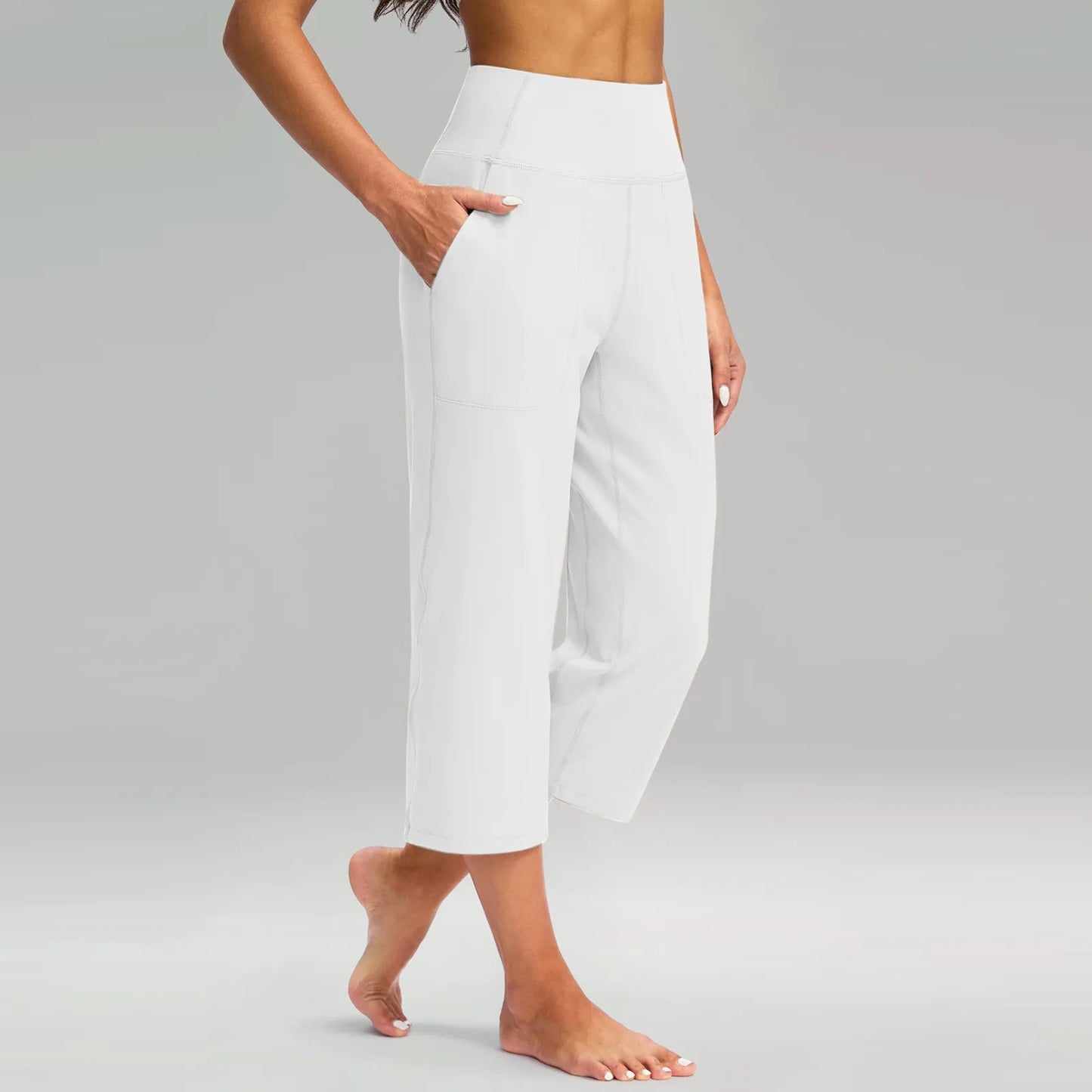 High-Waisted Capri Pants – Casual Fit with Pockets