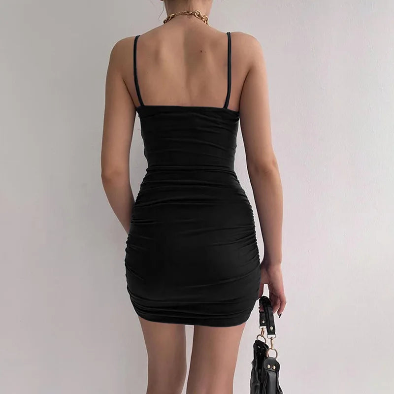 Spaghetti Strap Backless Bodycon Dress