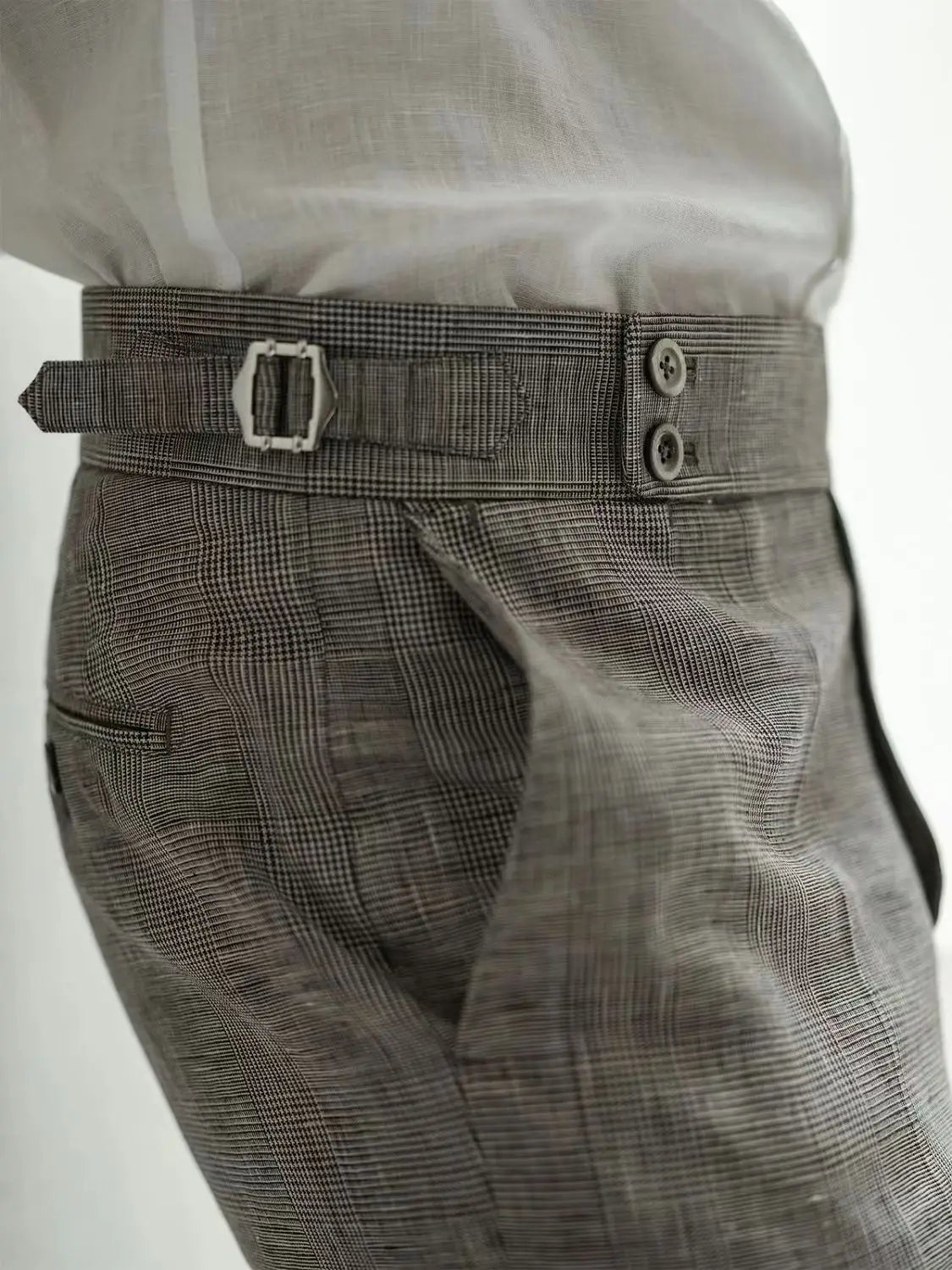 Men’s Vintage Linen Suit Pants – Slim Fit Ankle-Length Trousers