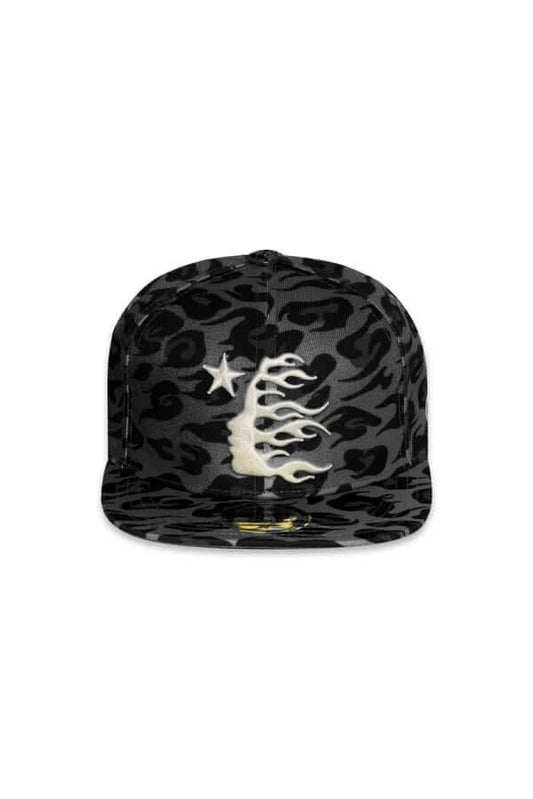 Black Fitted Cheetah Print Hat